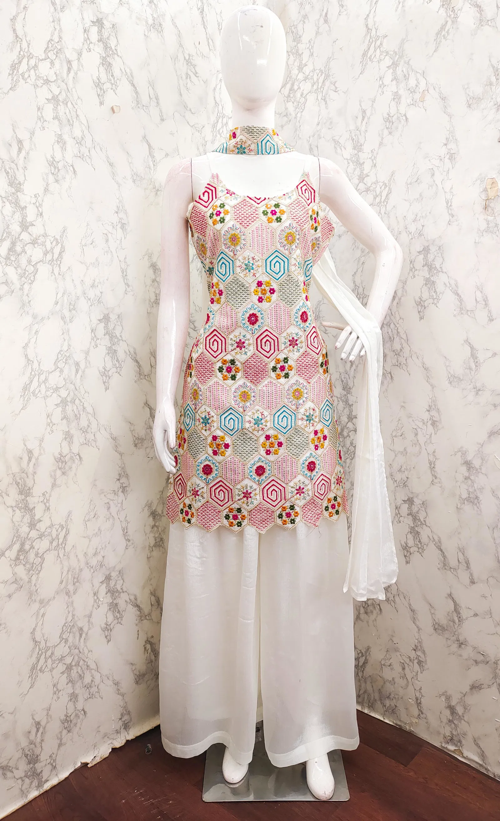 Tt 005 A to D Chinon Embroidery Readymade Suits Orders In India